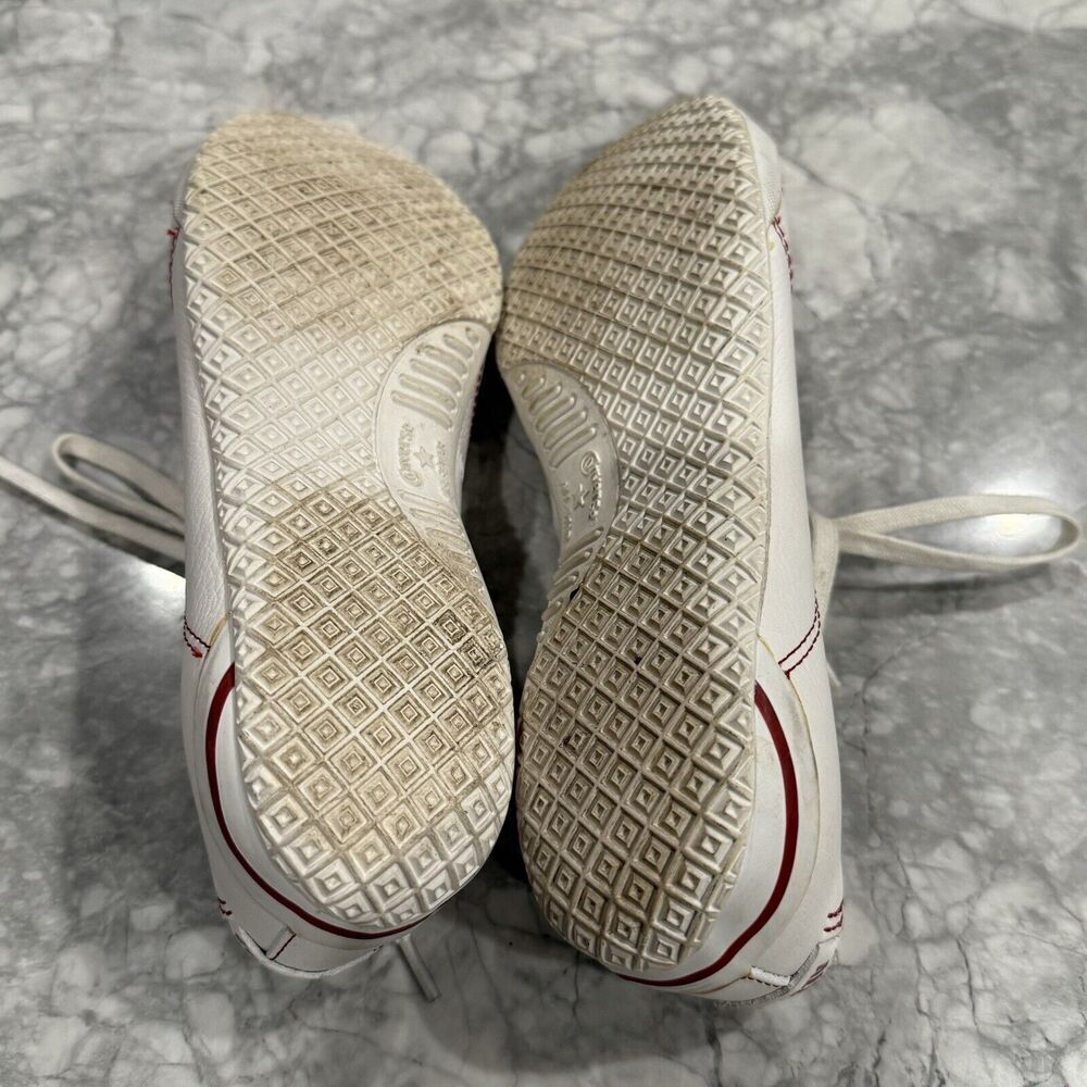 Converse Leather Chuck Taylor All Star Womens 7.5 Ivory Red Sneakers Yellowing - Picture 6 of 8
